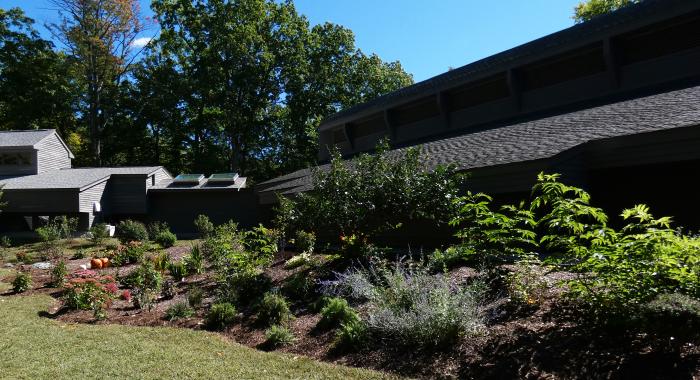 The entrance to the Conservation Center in summer.