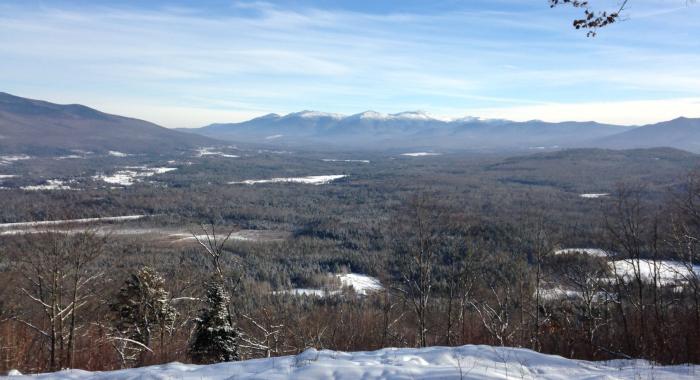 Snow view of white mountain range