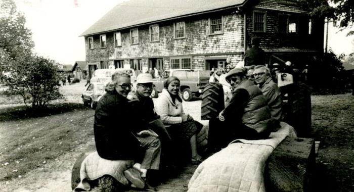 Forest Society members enjoy a tractor-drawn wagon ride at our 1978 Annual Meeting at The Rocks.