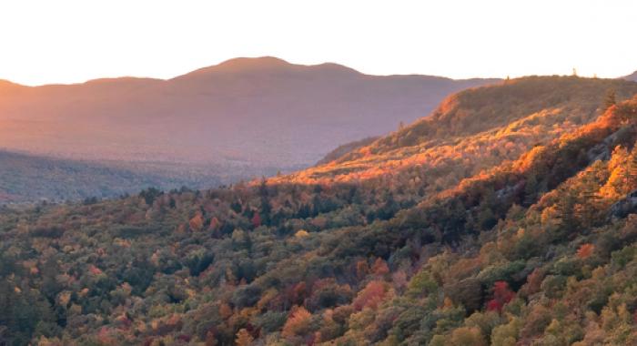 A bird's-eye view of the Mahoosuc Highlands in Shelburne in autumn. (Photo: Ryan Smith)