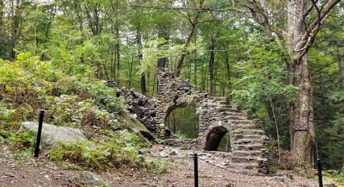 Madame Sherri staircase ruins with barrier chains