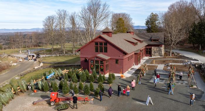 A birds-eye view from above THe Rocks during the holiday season.