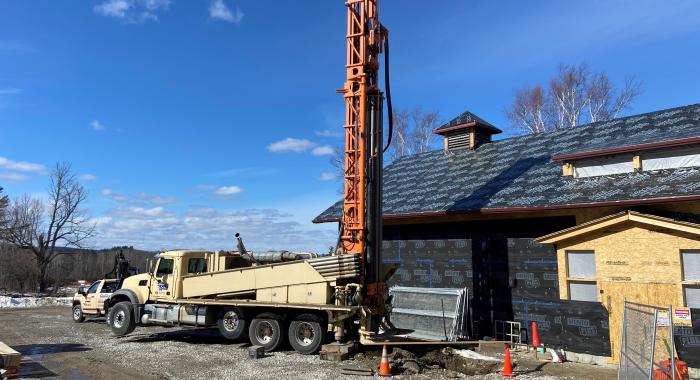 Wells being drilled to create the geothermal system at The Rocks.