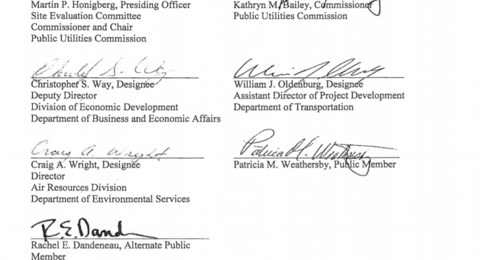 SEC signatures denying Northern Pass