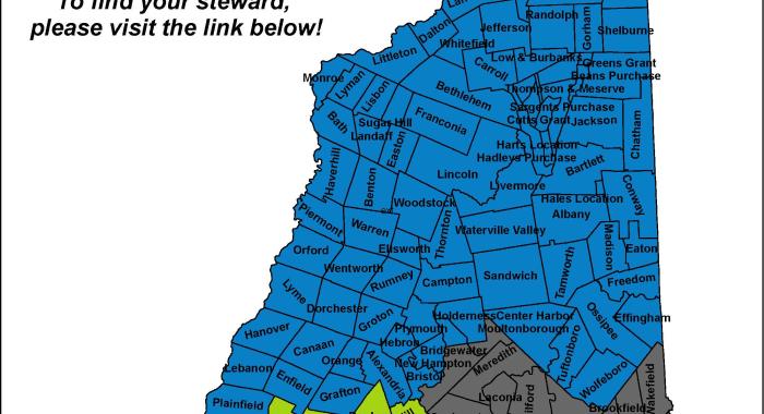 A map divided by region of each stewardship manager's coverage area.