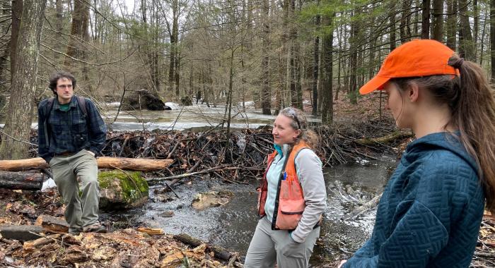 Managing Forester Wendy Weisiger and field forester Gabe Roxby on a timber harvest tour.