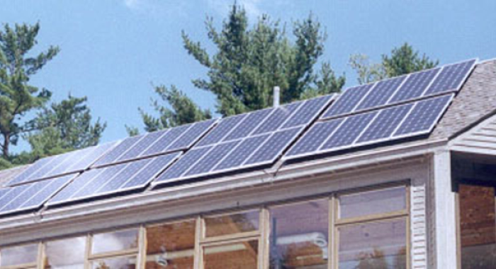 The solar array at the Conservation Center in Concord.