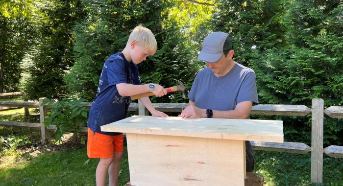 All ages and stages enjoy building an owl box!