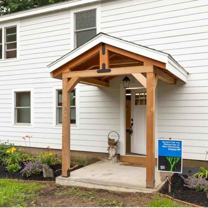 The entrance to the Forest Society Education Center at Creek Farm, newly renovated in 2021.