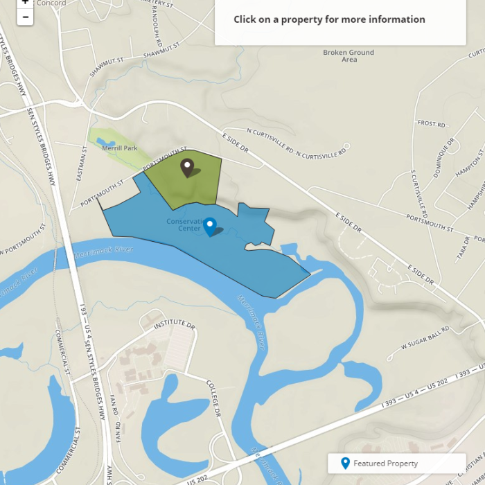 A map of the conservation area in Concord.