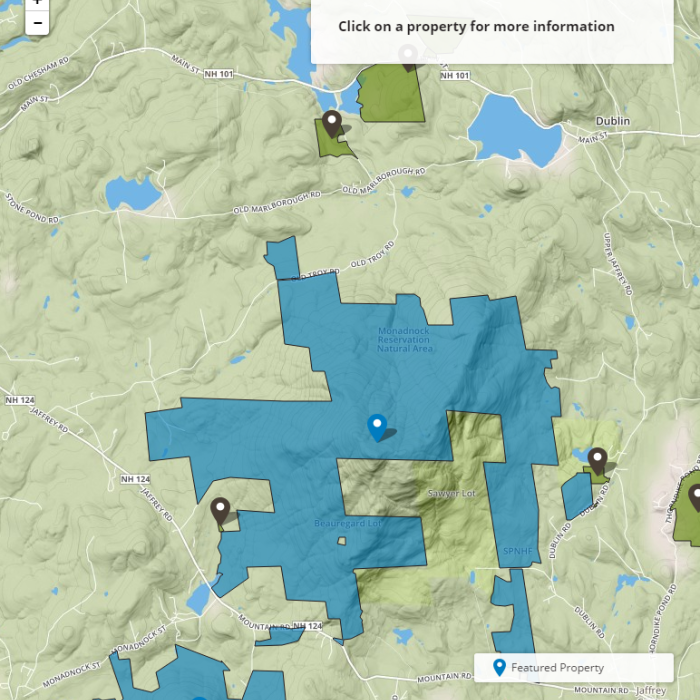 A map of the Monadnock reservation.