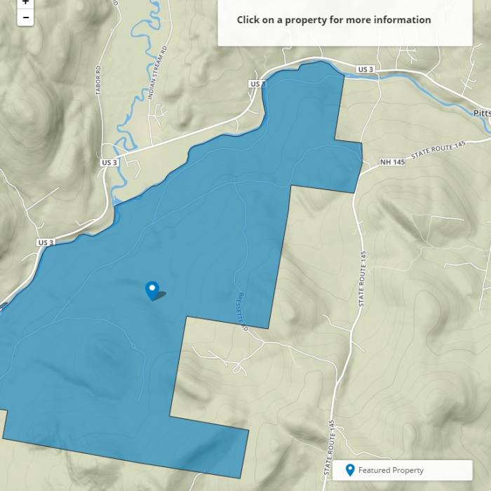 A map outlining the Washburn Family Forest's 2,128 acres.