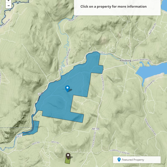 A map of the Washburn Family Forest within a wider view.