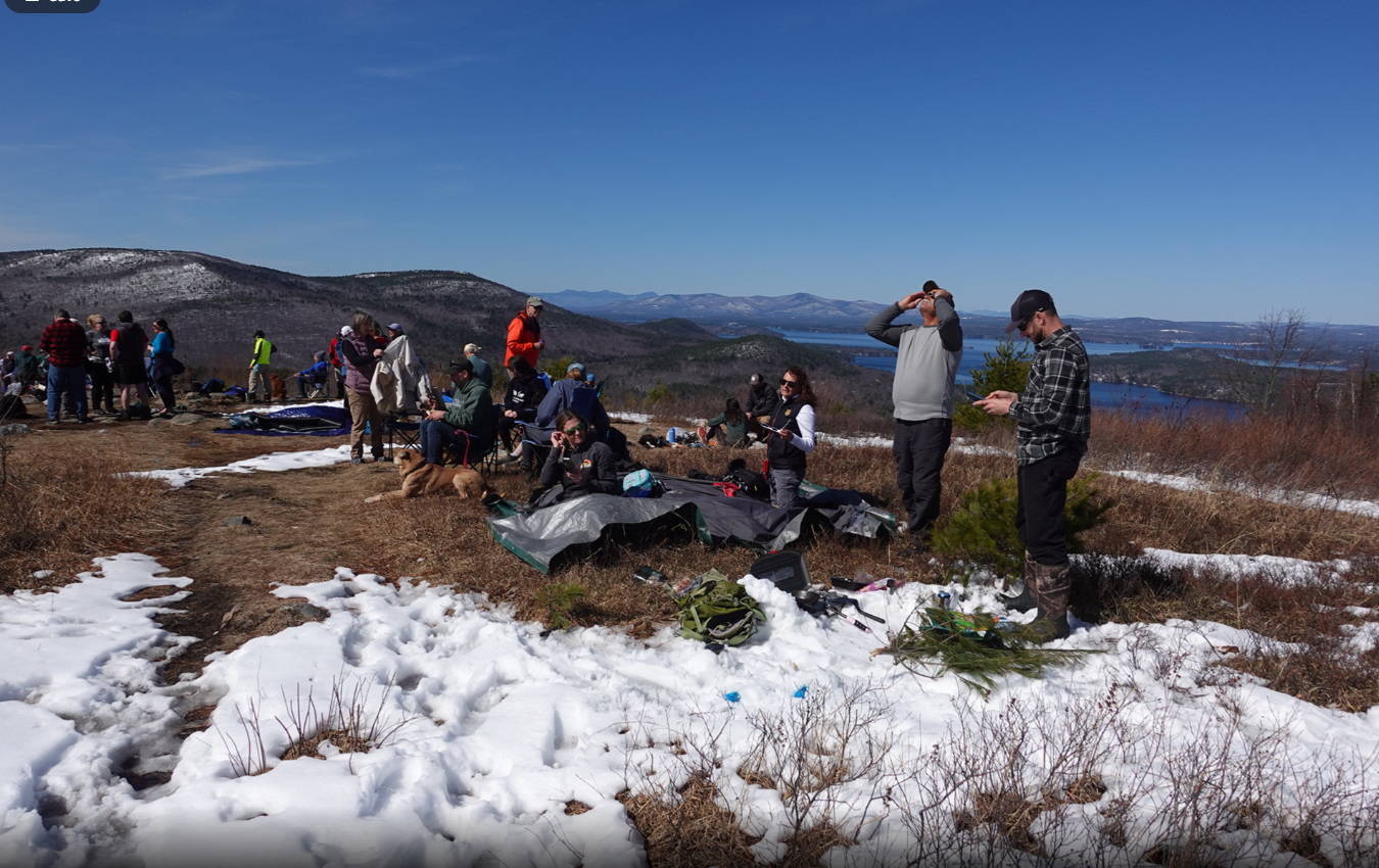Visitors get ready to view the eclipse on Pine Mountain.