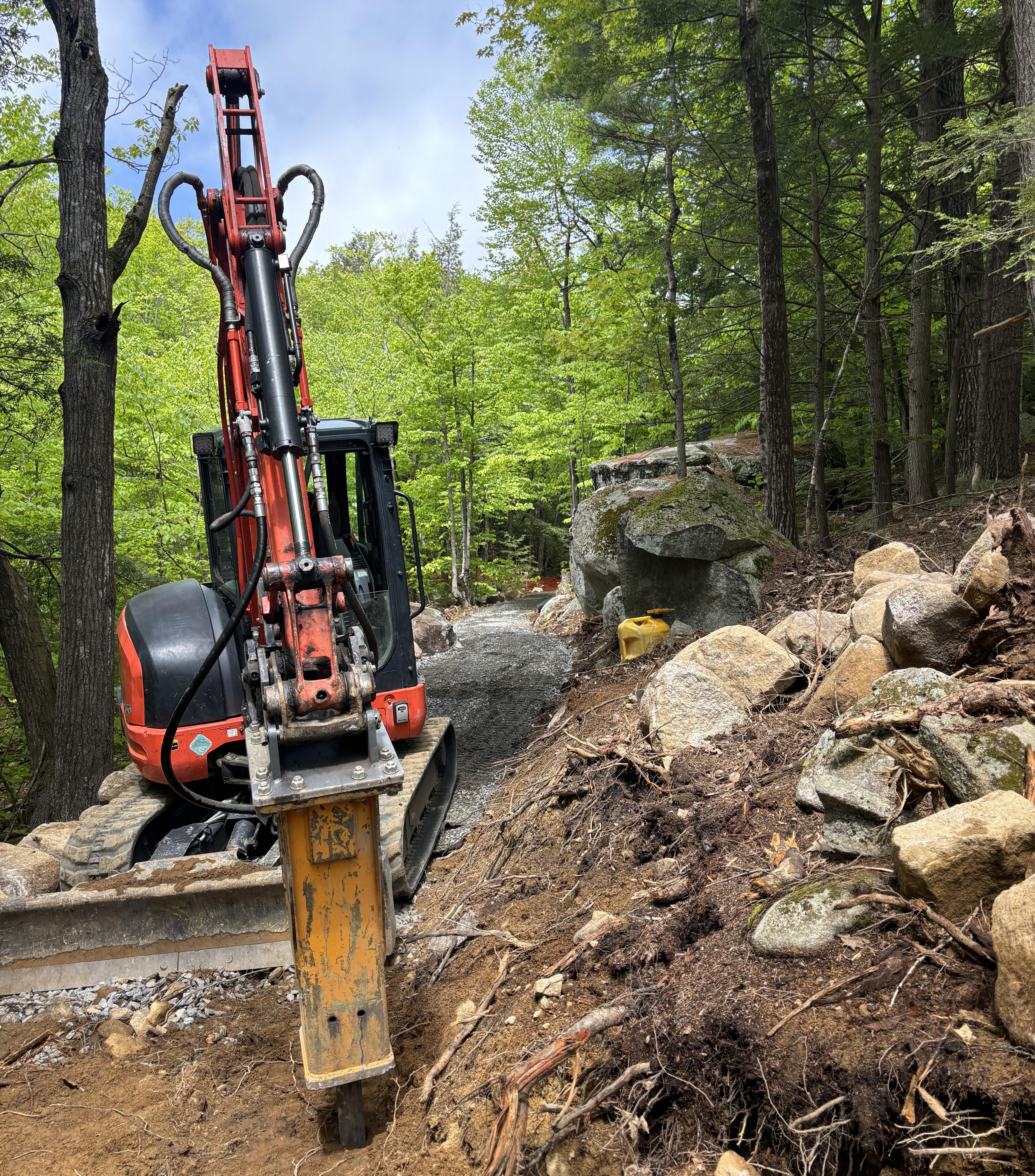 Heavy equipment works on a new section of trail at Mt. Major.
