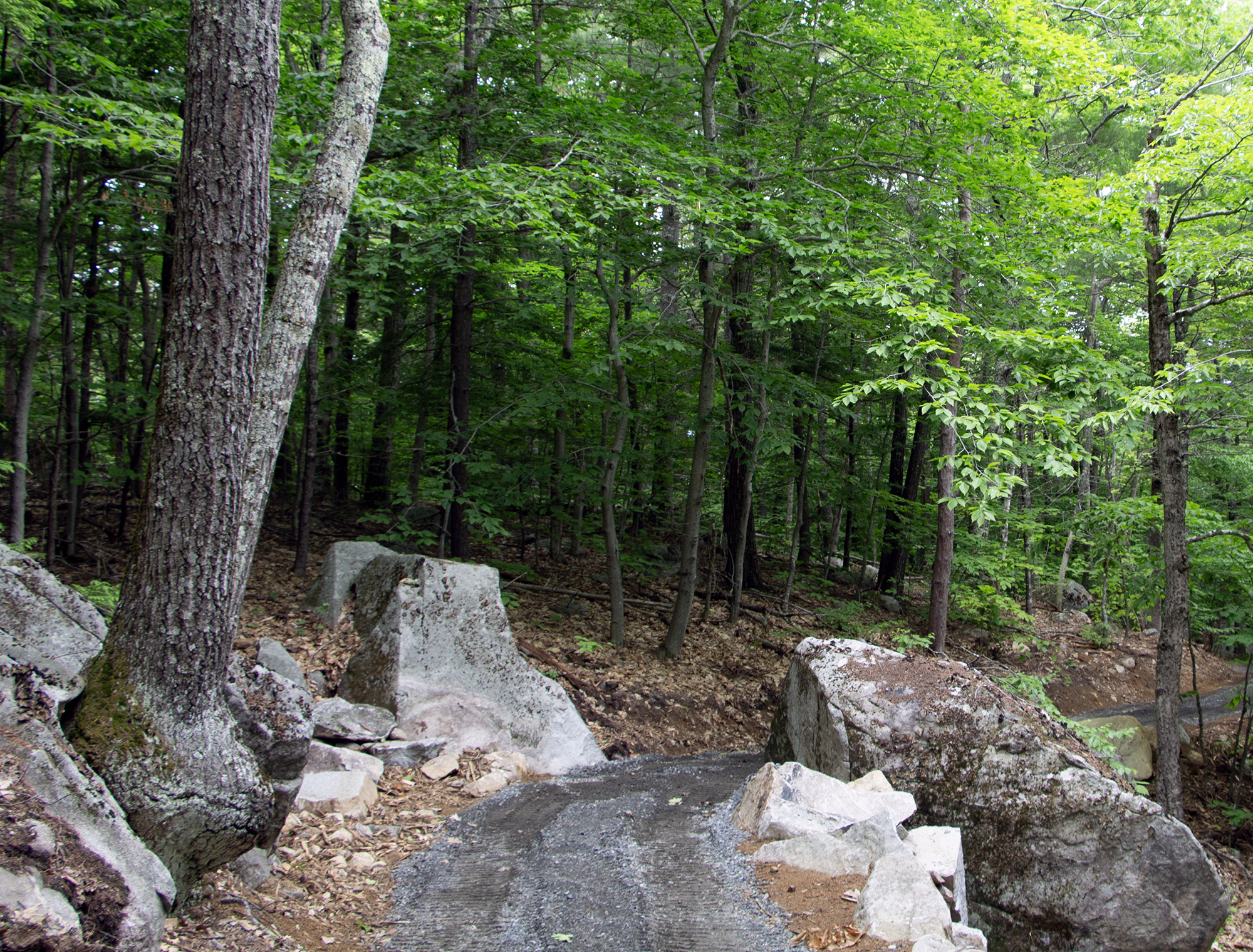 The path through the boulder fields under construction.