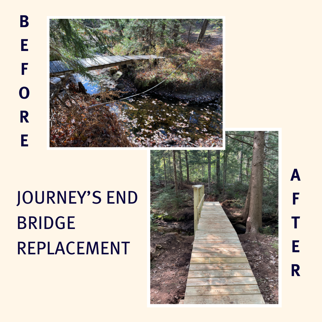 A visual comparison of the bridge replacement at Journey's End in Washington NH.