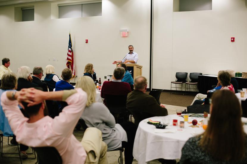 Andrew Bowman, President of the Land Trust Alliance, speaks at the Forest Society's 117th Annual Meeting at SNHU in Manchester and Hooksett, NH