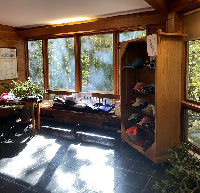 The foyer at the entrance of the Conservation Center includes a gift shop.
