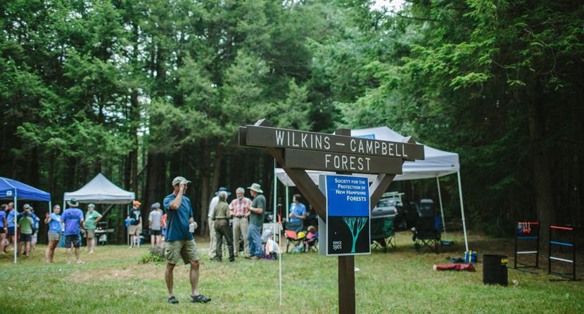 Enjoying lawn games, bbq, and friends at the recent Land Steward gathering at Wilkins-Campbell Forest in Deering New Hampshire