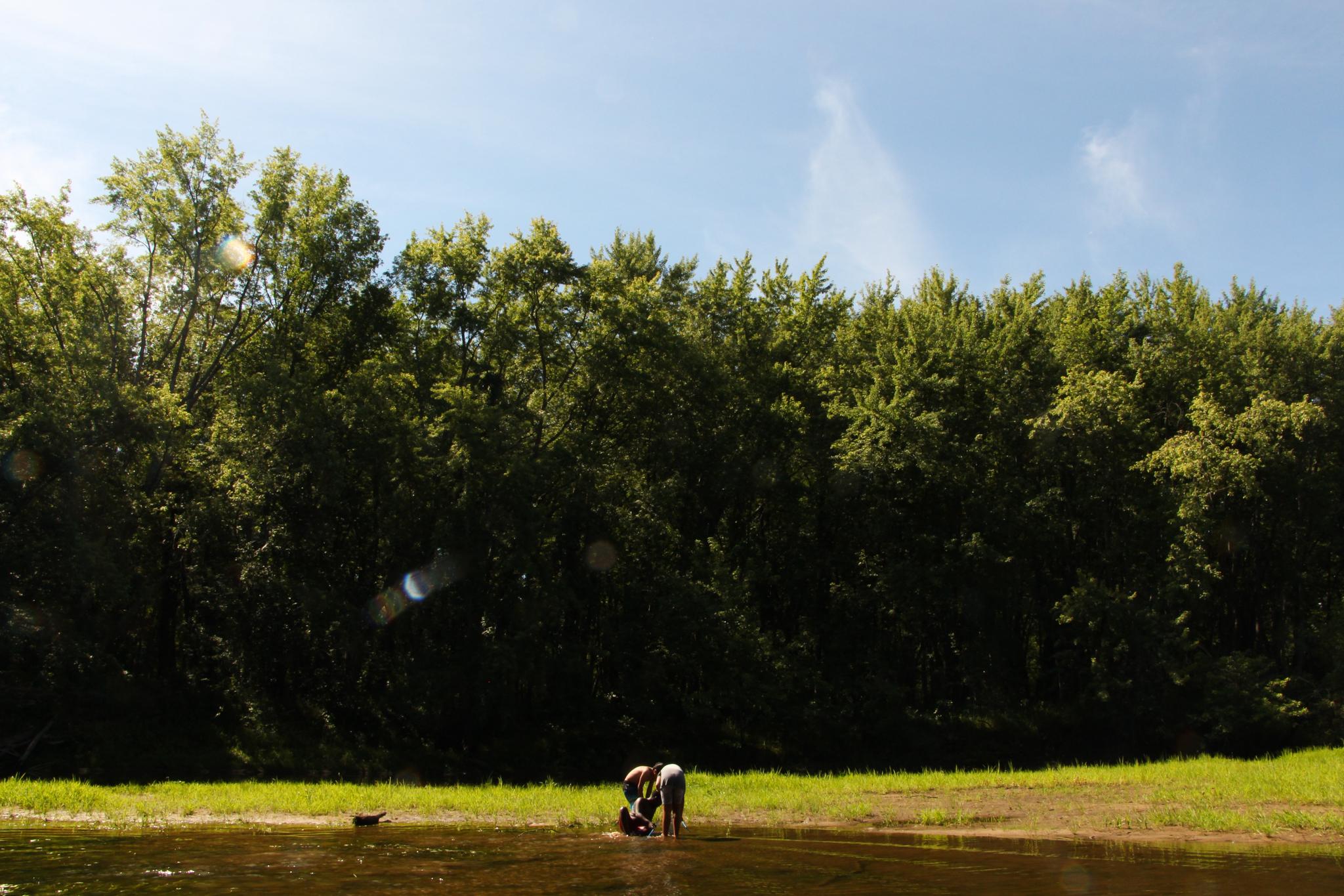 Students explored the sandbars where toads hopped everywhere.