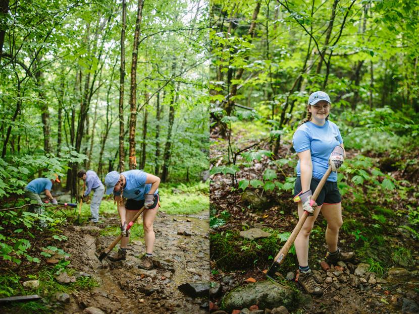 Making a clear path for the water to get off the trail as quickly as possible.