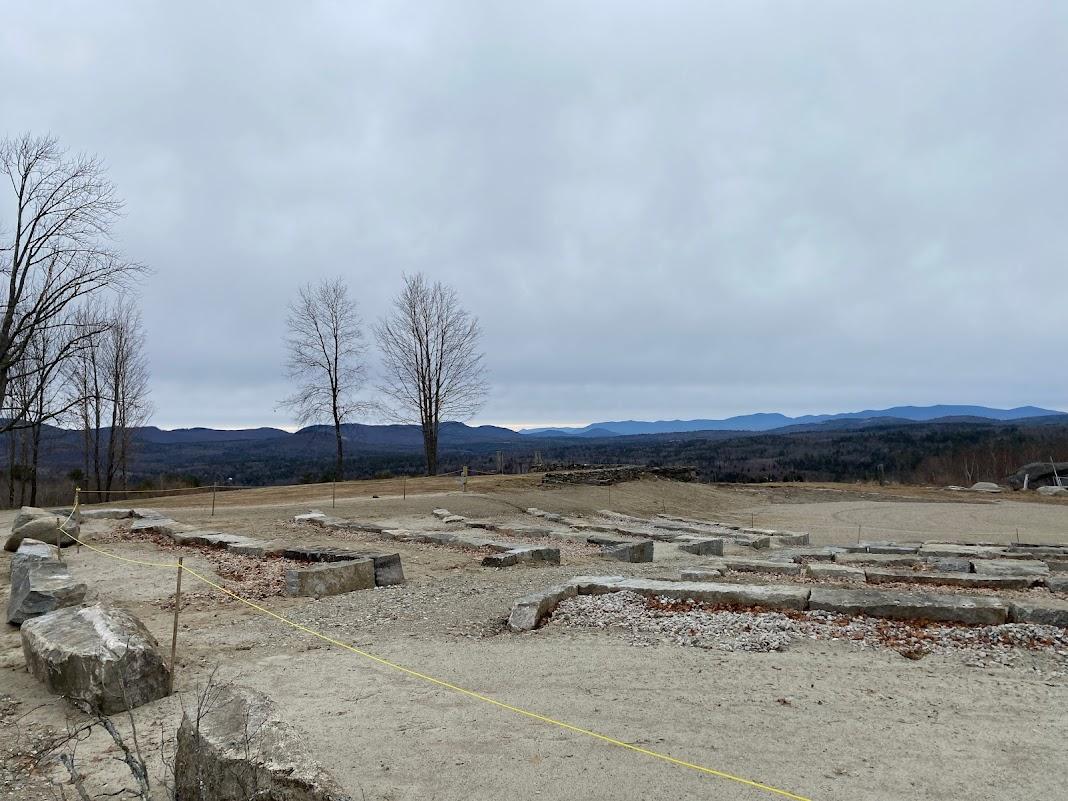 Rocks from the foundation of the former Tool Building were repurposed into an outdoor amphitheater at The Rocks with spectacular views. 