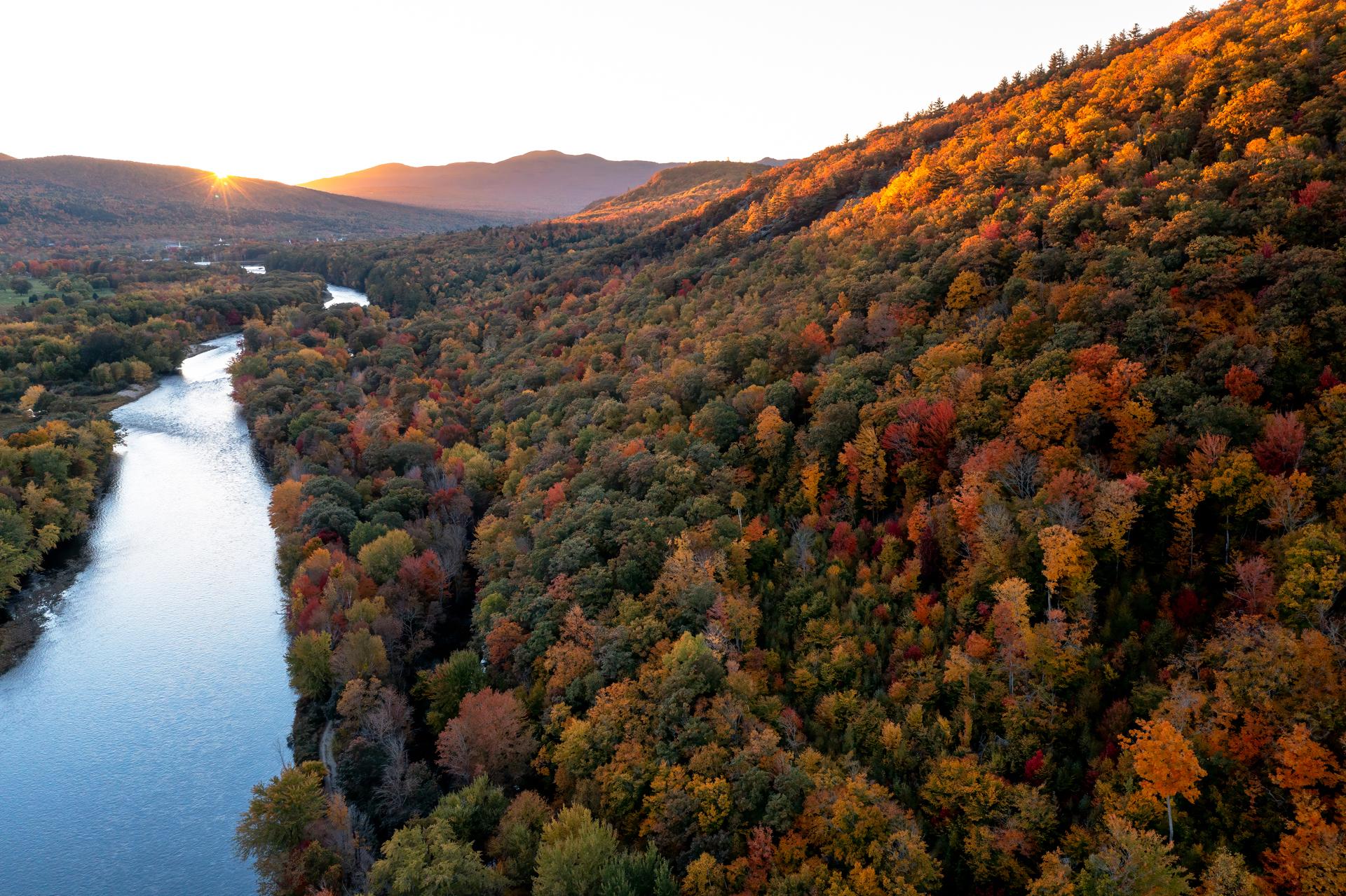 An autumn view of the Mahoosuc Highlands from above.
