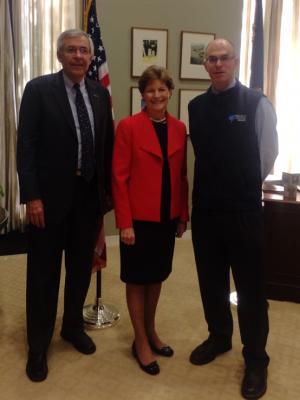 Jamey French, US Senator Jeanne Shaheen, and Matt Leahy