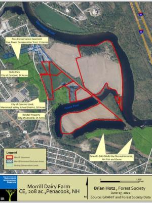 A map of the Morrill Farm property and proposed project.