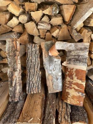 A selection of gourmet firewood in winter woodshed