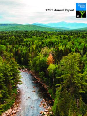 The cover of the 120th Annual Report shows the Ammonoosuc River from an aerial view.