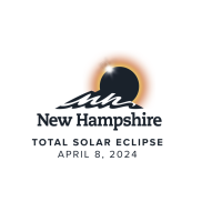 Logo with eclipsed sun behind a mountain 
