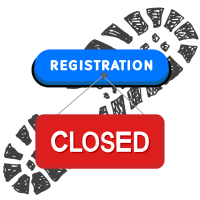 boot print with "registration closed" sign over top