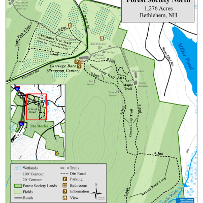 A map of the trails at The Rocks.