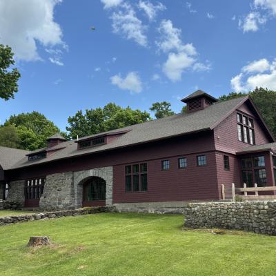 The restored Carriage Barn in spring.