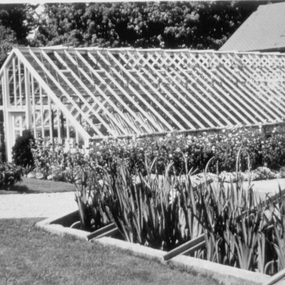 The greenhouse in black and white.