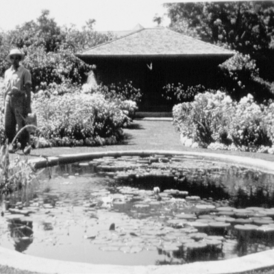 The round pool at The Rocks in the Olmstead-designed gardens.