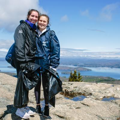 Portsmouth High School students volunteered on Mt Major for Earth Day to fulfull community service hours