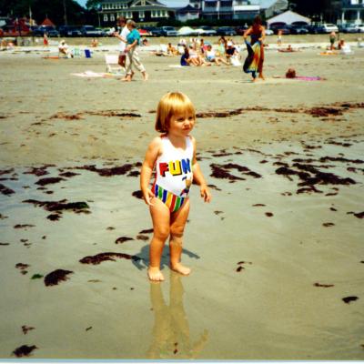 Film photo of kid at beach in southern Maine