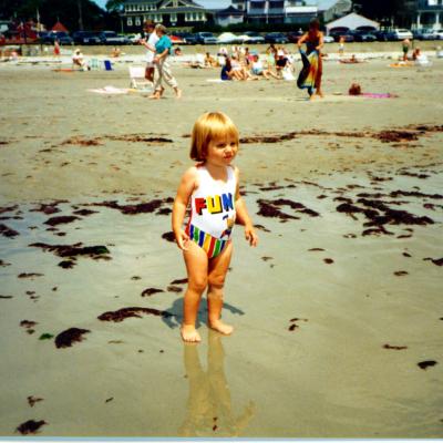 Film photo of kid at beach in southern Maine