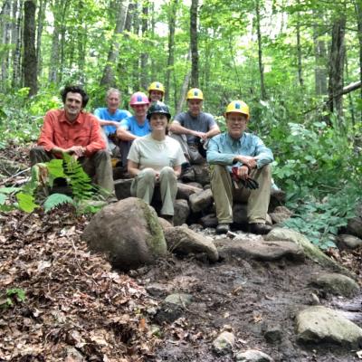 A trailwork crew poses on the job. 