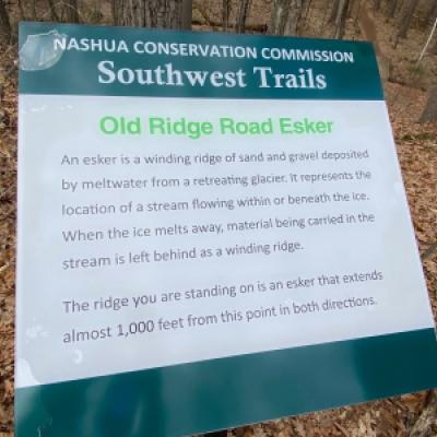 An interpretive sign at Lovewell Pond.