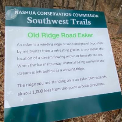 An interpretive sign at Lovewell Pond.