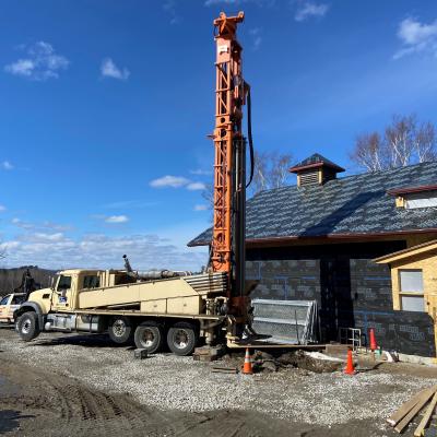 Wells being drilled to create the geothermal system at The Rocks.