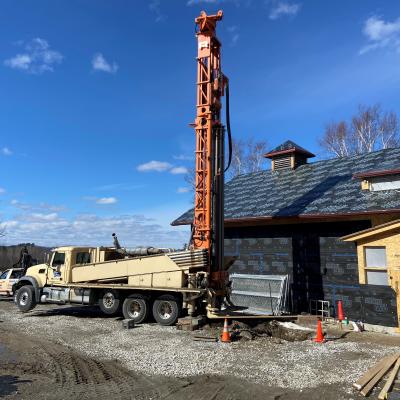 Wells being drilled to create the geothermal system at The Rocks.