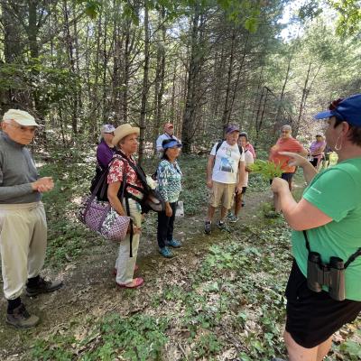 Group hike with naturalist in Forest Society Champlin Forest