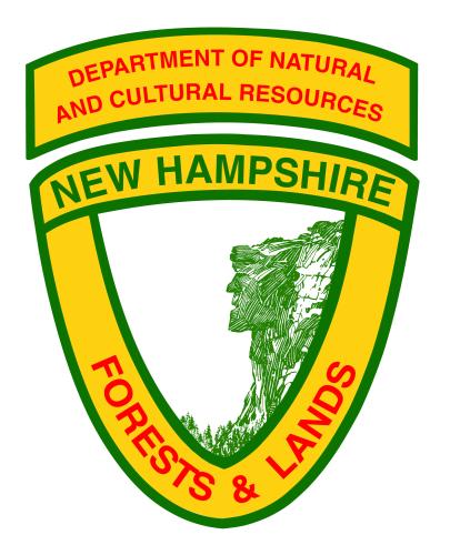 The logo of the NH Division of Forests and Lands is a yellow and red badge.