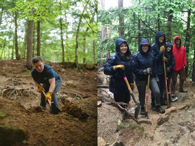 Lakes Region Conservation Trust Americorps trail crew joined volunteers from all over the state for the Mount Major Service Day last month. 