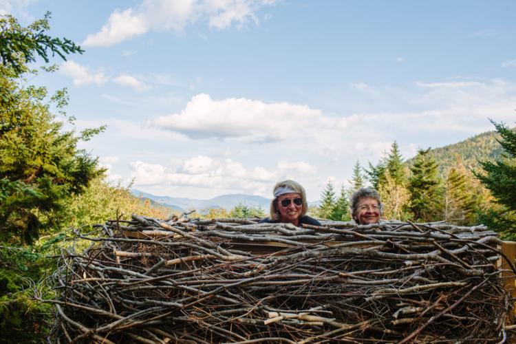 The bird's nest at Lost River Gorge offers views of the White Mountains in North Woodstock, NH